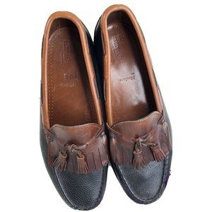 Allen Edmonds Nashua Sz 10 1/2 D Two Tone Brown Black Tassel Leather Loafers